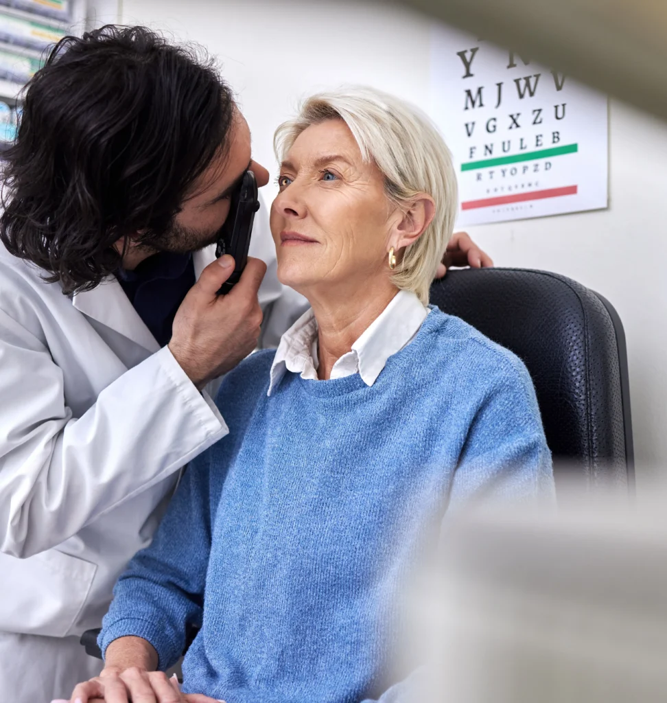 woman undergoing eye exam